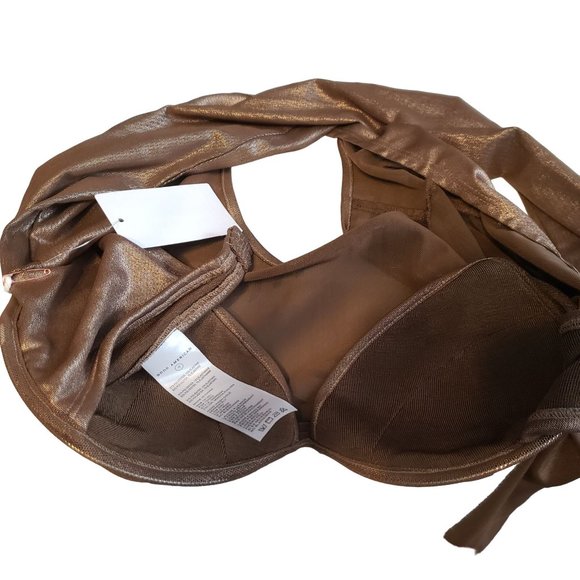 2/$35- Good American Mocha Foil Crop Top Women Size 0 - Picture 12 of 13